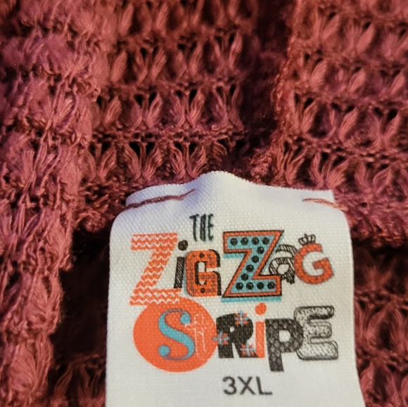 THE ZIG ZAG STRIPE WAFFLE LIGHT-WEIGHT KNIT HOODIE WOMEN'S 3X RUST COLOR EX COND - Picture 3 of 4